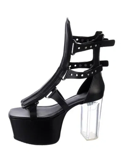 Pre-owned Rick Owens Leather Gladiator Sandals In Black
