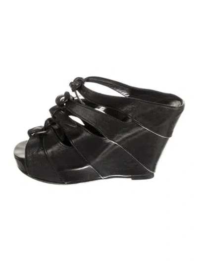 Pre-owned Rick Owens Leather Gladiator Sandals In Black