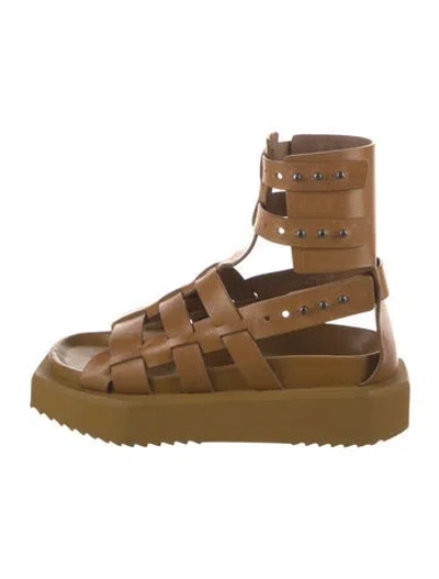 Pre-owned Rick Owens Leather Gladiator Sandals In Brown