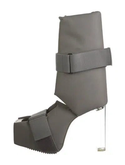 Pre-owned Rick Owens Leather Gladiator Sandals In Gray