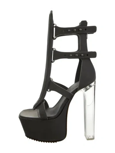 Pre-owned Rick Owens Leather Gladiator Sandals In Green