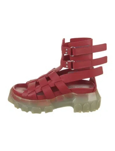 Pre-owned Rick Owens Leather Gladiator Sandals In Red