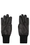 Rick Owens Ribbed Leather Gloves In Black