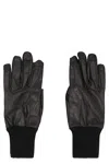 Rick Owens Ribbed Leather Gloves In Black