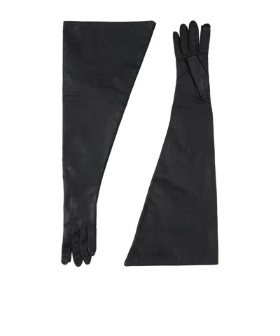 Rick Owens Leather Gloves In Black