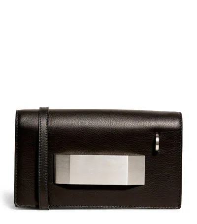 Rick Owens Leather Griffin Clutch Bag In Black