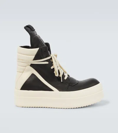 Rick Owens Leather High-top Platform Sneakers In Black