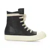 Rick Owens Hollywood Leather High Top Sneaker In Black