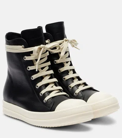 RICK OWENS LEATHER HIGH-TOP SNEAKERS