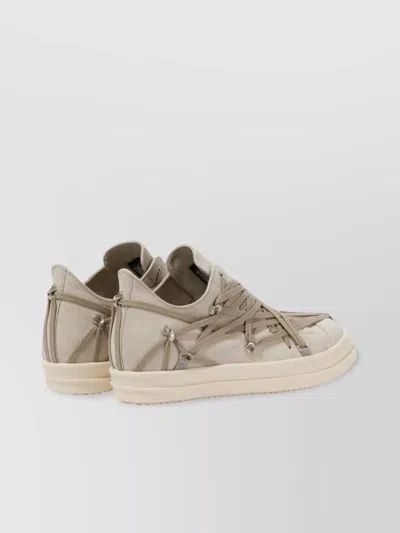 Rick Owens Leather High-top Sneakers Criss-cross Laces In Neutrals