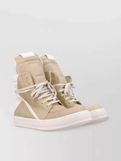 Rick Owens Leather High-top Sneakers Featuring Geometric Panels