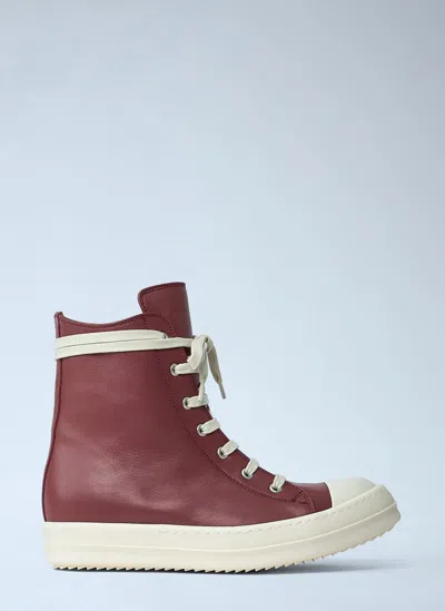 Rick Owens Leather High-top Sneakers In Red