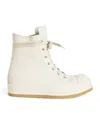 Rick Owens Round Toe High Top Casual Shoes In White