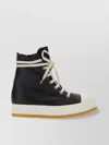Rick Owens Leather High-top Sneakers With Contrast Platform Sole In Black