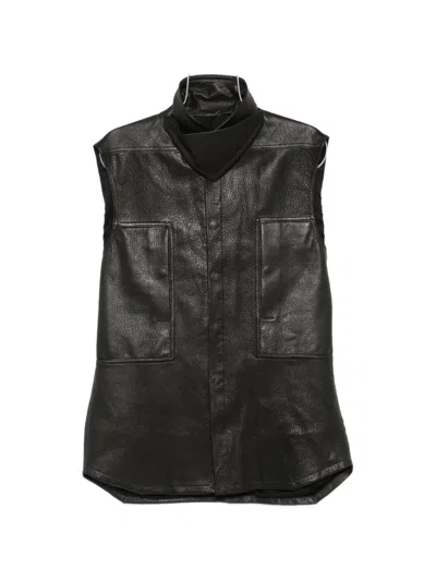 Rick Owens Leather High-neck Shirt Jacket In Animal Print