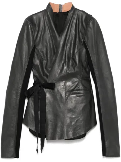Rick Owens Leather Jacket In 黑色