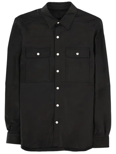 Rick Owens Leather Jacket In Black