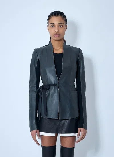 Rick Owens Leather Jacket In Black