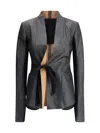 Rick Owens Jacket Leather Asymmetric Hem In Black