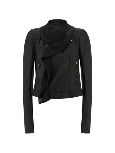Rick Owens Leather Jacket In Black