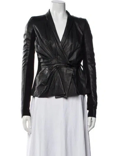 Pre-owned Rick Owens Leather Jacket In Black