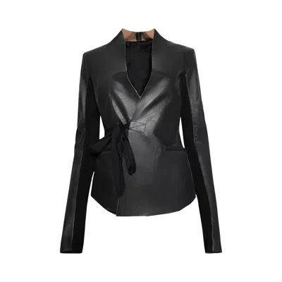 Pre-owned Rick Owens Leather Jacket 'black' | Women's Size 42
