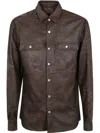 Rick Owens Men Outeshirt Leather Jacket In Brown