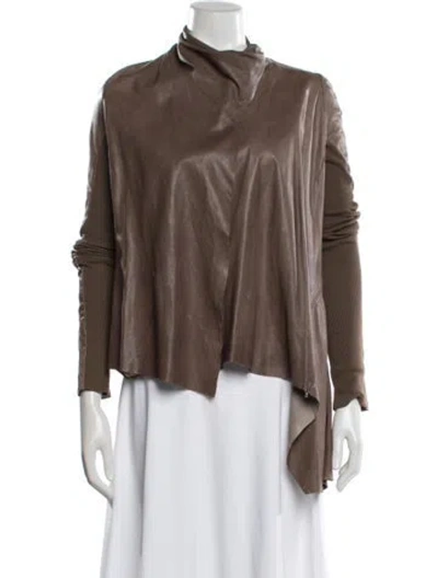 Pre-owned Rick Owens Leather Jacket In Brown
