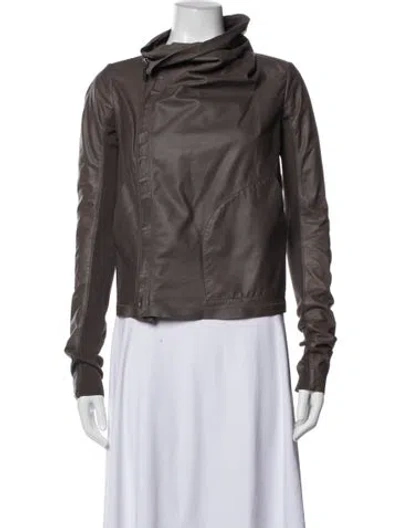 Pre-owned Rick Owens Leather Jacket In Brown