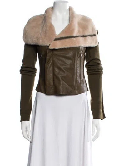 Pre-owned Rick Owens Leather Jacket In Brown