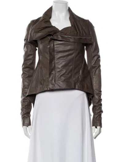 Pre-owned Rick Owens Leather Jacket In Brown