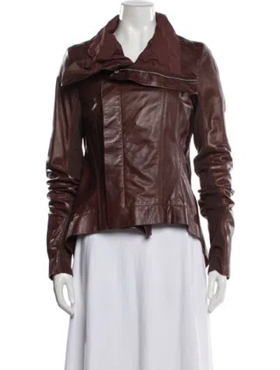 Pre-owned Rick Owens Leather Jacket In Brown