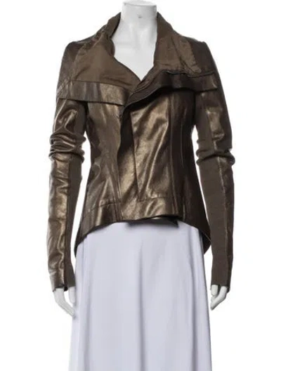 Pre-owned Rick Owens Leather Jacket In Brown
