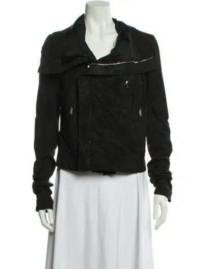 Pre-owned Rick Owens Leather Jacket In Gray