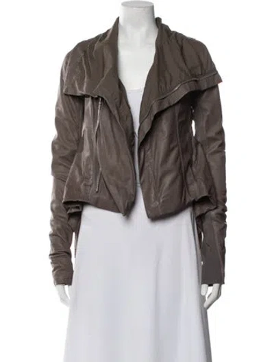 Pre-owned Rick Owens Leather Jacket In Grey