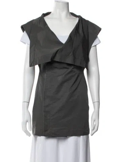 Pre-owned Rick Owens Leather Jacket In Grey