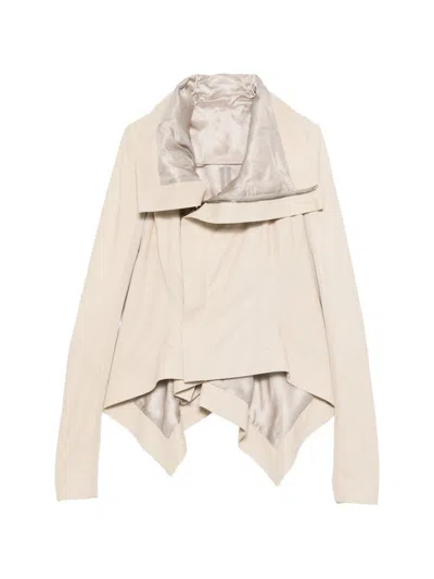 Rick Owens Leather Jacket Asymmetric Hem High Collar In Pink