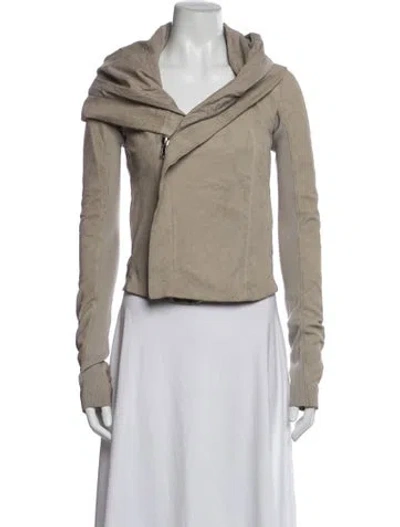 Pre-owned Rick Owens Leather Jacket In Neutrals