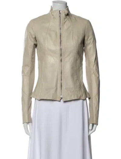 Pre-owned Rick Owens Leather Jacket In Neutrals