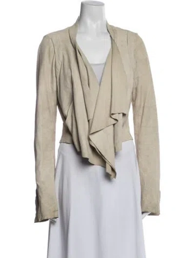 Pre-owned Rick Owens Leather Jacket In Neutrals