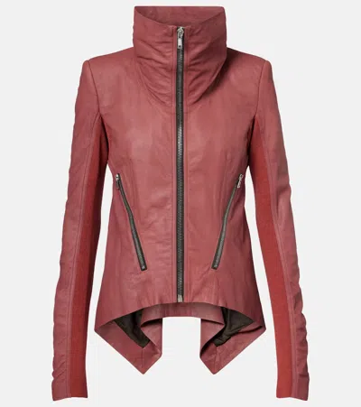 Rick Owens Leather Jacket In Red