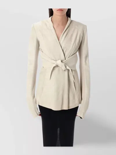 RICK OWENS LEATHER JACKET TIE WAIST