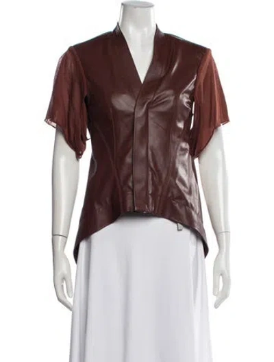 Pre-owned Rick Owens Leather Jacket W/ Tags In Brown