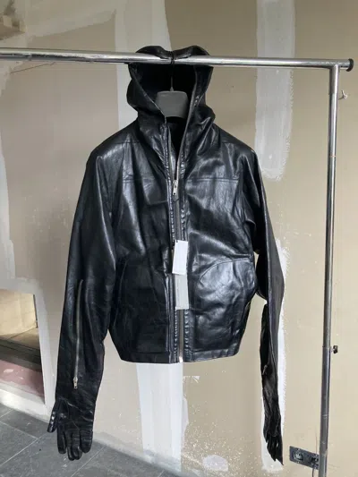 Pre-owned Rick Owens Leather Jacket With Integrated Gl In Black