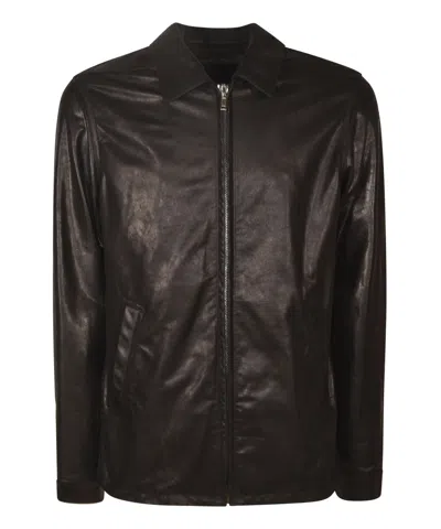 Rick Owens Leather Jackets In Black