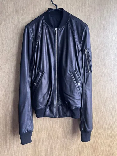 Pre-owned Rick Owens Leather Jackets Bomber In Black