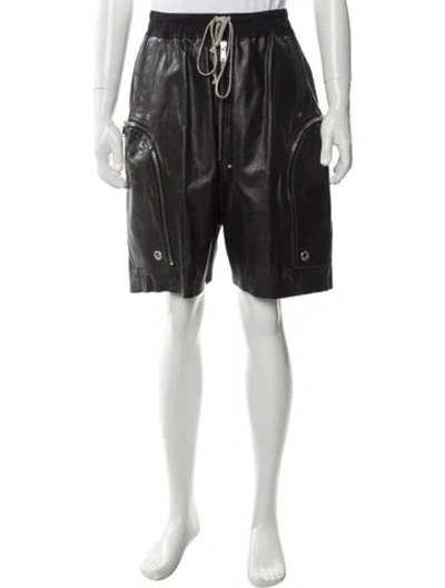 Pre-owned Rick Owens Leather Jogger Shorts In Black