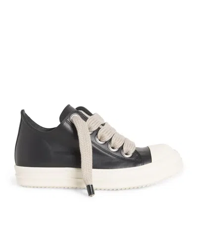 Rick Owens Leather Jumbo-lace Sneakers In Black