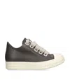 Rick Owens Leather Jumbo-lace Sneakers In Gray