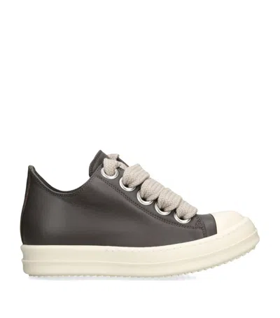 Rick Owens Leather Jumbo-lace Sneakers In Gray